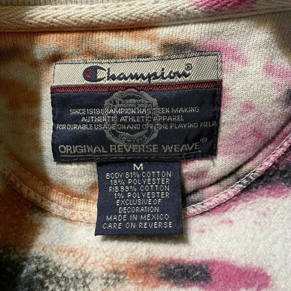 Champion Tie-Dye Bloomsburg University Reverse Weave Sweatshirt M Pink/Blue/Oran - Picture 5 of 6